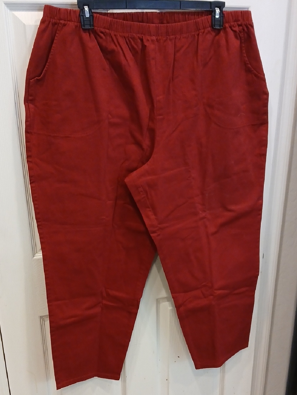 Women's Red Elastic-Waist Casual Pants